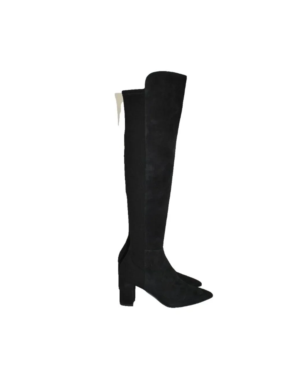 $850 Stuart Weitzman Carly Over The Knee Pointy Block Black Suede 6.5 (PC13)